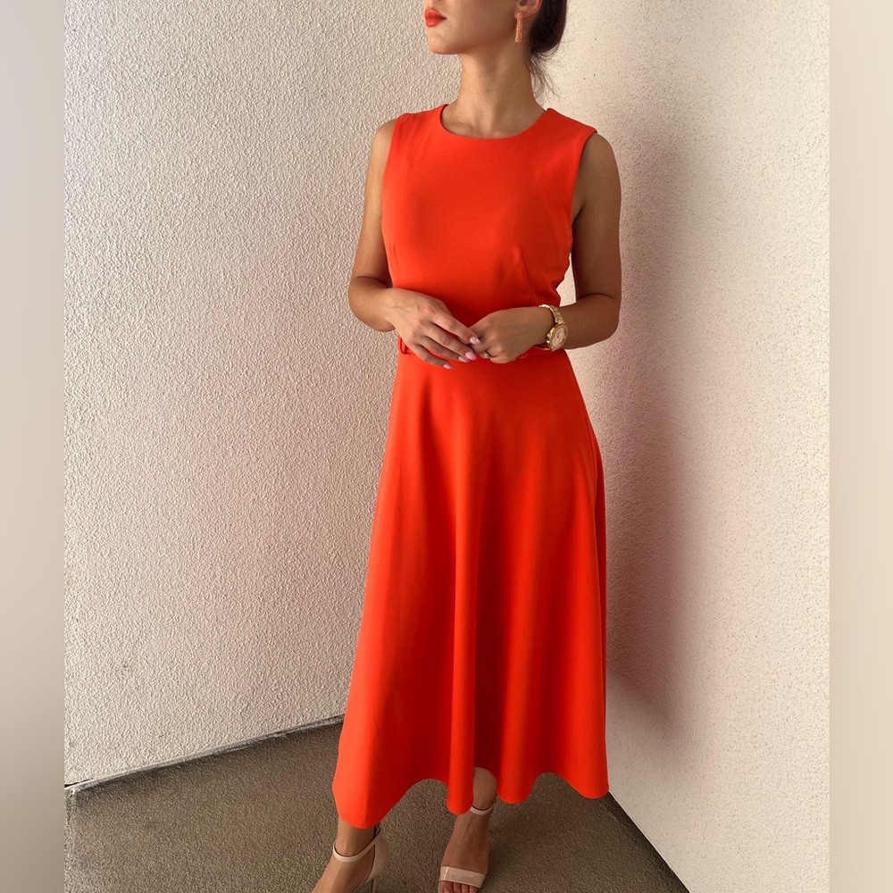 Orange a-line Calvin Klein dress